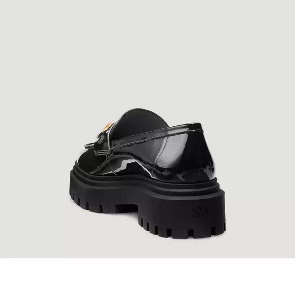 Stuart Weizmann Owen Buckle Ultra Lug Loafer - Black Patent - Picture 5 of 12